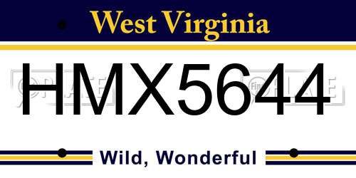 HMX5644 West Virginia License Plate