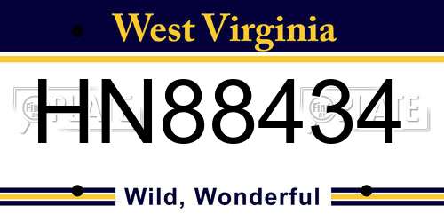 HN88434 West Virginia License Plate