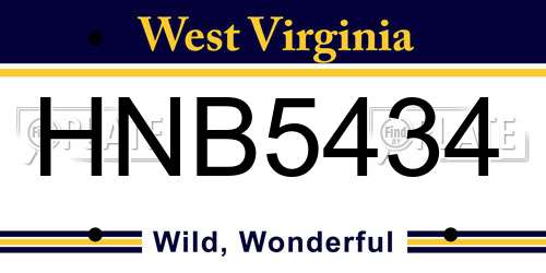 HNB5434 West Virginia License Plate