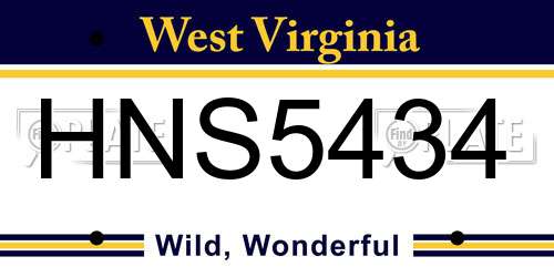 HNS5434 West Virginia License Plate