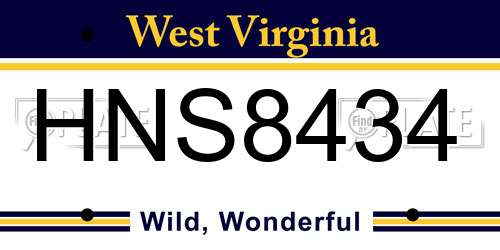 HNS8434 West Virginia License Plate
