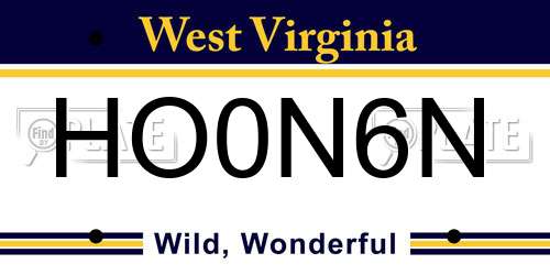 HO0N6N West Virginia License Plate