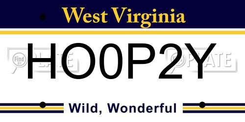 HO0P2Y West Virginia License Plate
