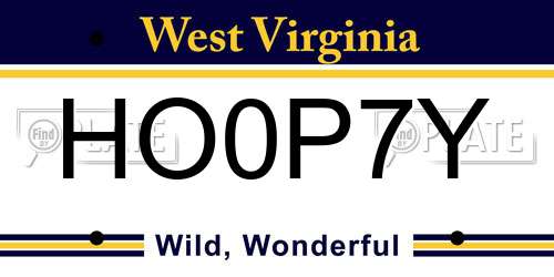 HO0P7Y West Virginia License Plate