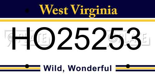 HO25253 West Virginia License Plate
