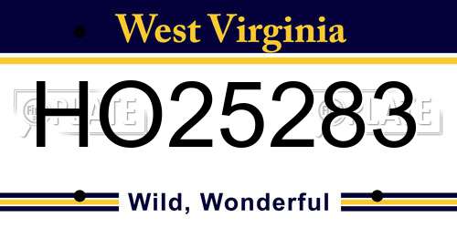 HO25283 West Virginia License Plate