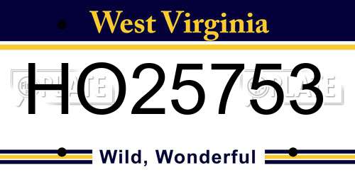 HO25753 West Virginia License Plate