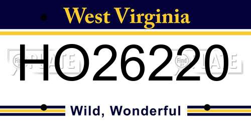 HO26220 West Virginia License Plate