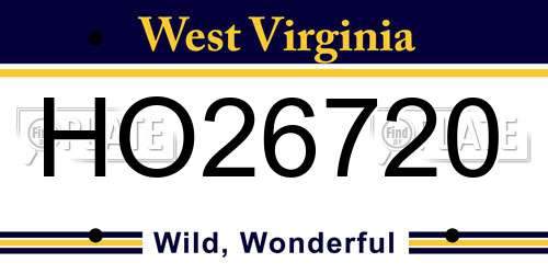 HO26720 West Virginia License Plate