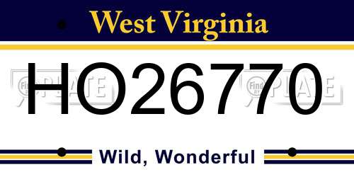 HO26770 West Virginia License Plate