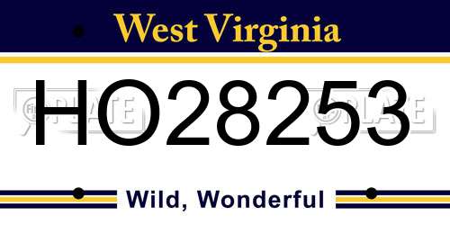 HO28253 West Virginia License Plate
