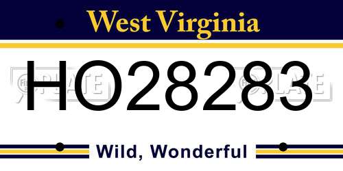 HO28283 West Virginia License Plate