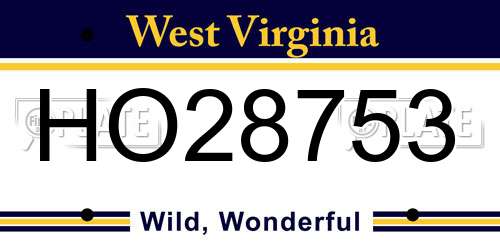 HO28753 West Virginia License Plate