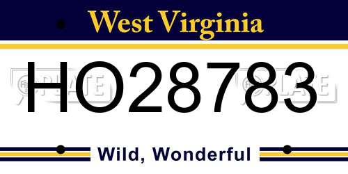 HO28783 West Virginia License Plate