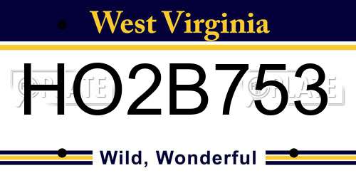 HO2B753 West Virginia License Plate