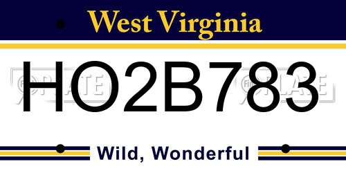 HO2B783 West Virginia License Plate
