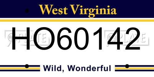 HO60142 West Virginia License Plate