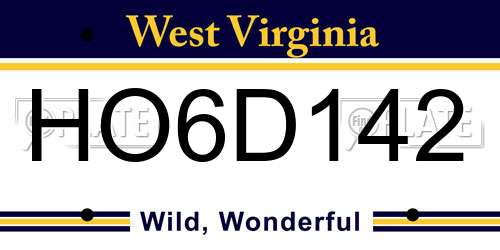 HO6D142 West Virginia License Plate