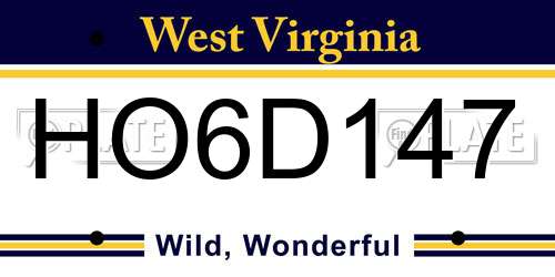 HO6D147 West Virginia License Plate