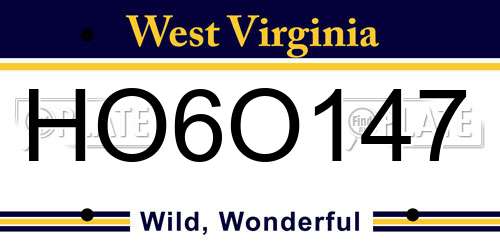 HO6O147 West Virginia License Plate