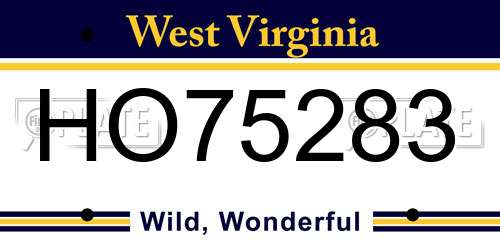 HO75283 West Virginia License Plate