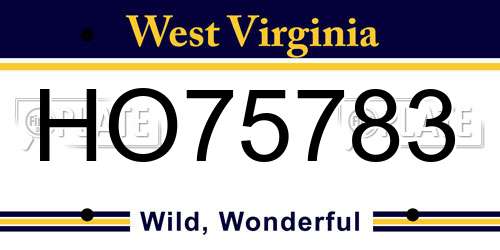 HO75783 West Virginia License Plate