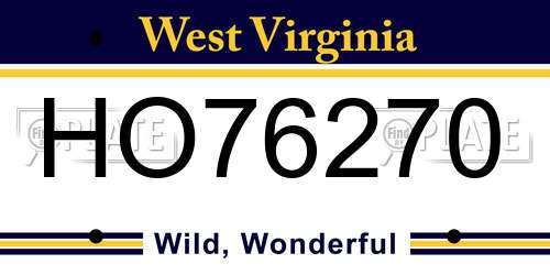HO76270 West Virginia License Plate