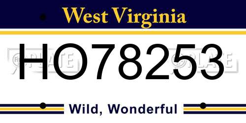 HO78253 West Virginia License Plate