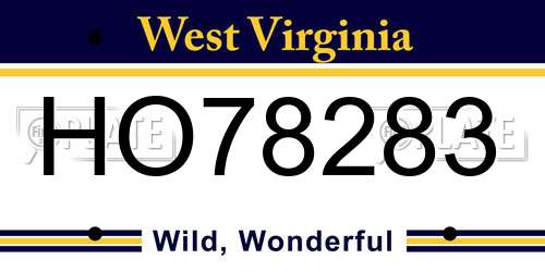 HO78283 West Virginia License Plate