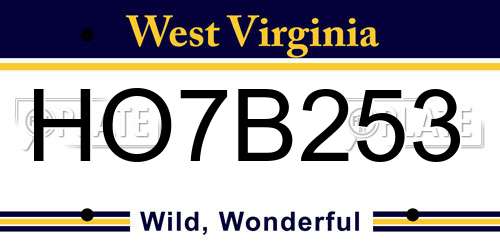 HO7B253 West Virginia License Plate