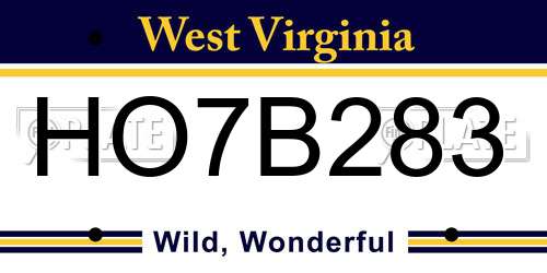 HO7B283 West Virginia License Plate