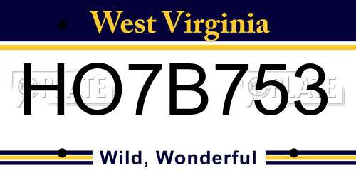HO7B753 West Virginia License Plate