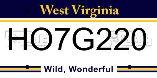 HO7G220 West Virginia License Plate