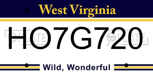 HO7G720 West Virginia License Plate
