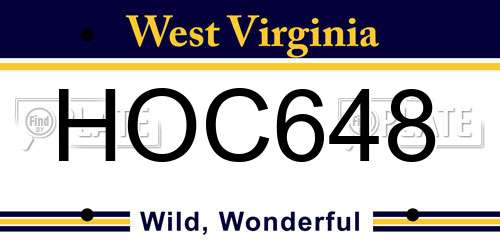 HOC648 West Virginia License Plate