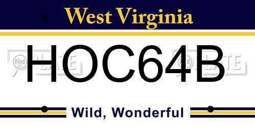 HOC64B West Virginia License Plate