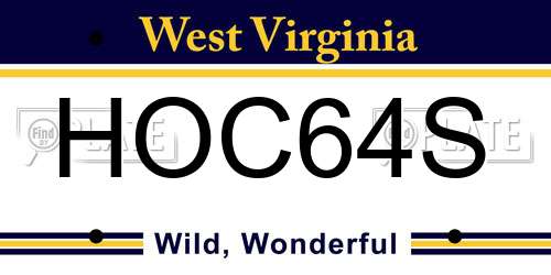 HOC64S West Virginia License Plate