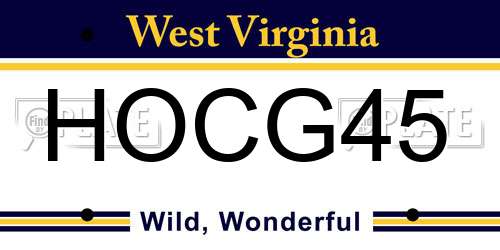 HOCG45 West Virginia License Plate