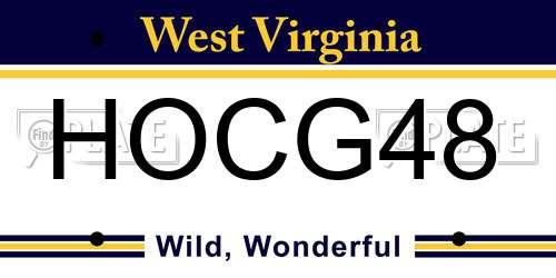 HOCG48 West Virginia License Plate