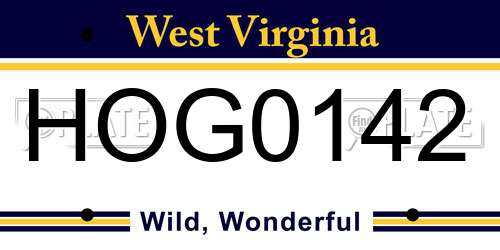 HOG0142 West Virginia License Plate