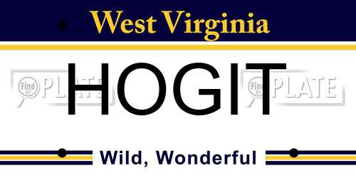 HOGIT West Virginia License Plate