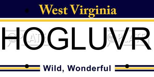 HOGLUVR West Virginia License Plate