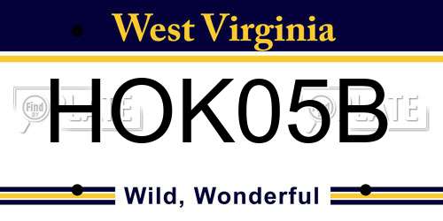 HOK05B West Virginia License Plate