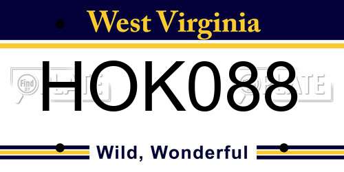 HOK088 West Virginia License Plate