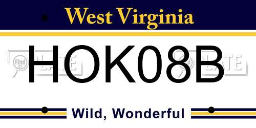 HOK08B West Virginia License Plate