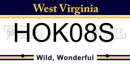 HOK08S West Virginia License Plate
