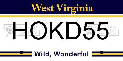 HOKD55 West Virginia License Plate