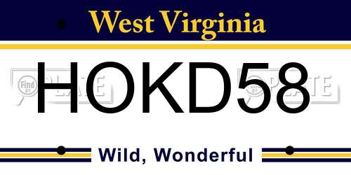 HOKD58 West Virginia License Plate