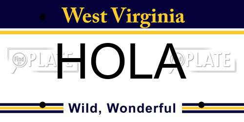 HOLA West Virginia License Plate