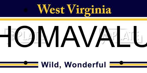 HOMAVALU West Virginia License Plate